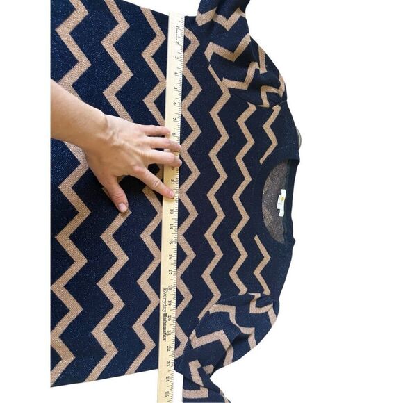 Boden Antonia Merino Wool Blend Zig Zag Jumper sweater pullover Blue Gold size 1 - Picture 5 of 9